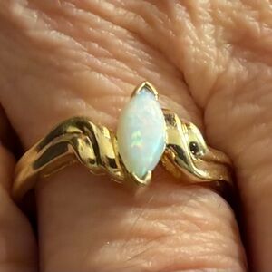 14k Gold Opal Ring with Marquise Opal | Fine Jewelry
